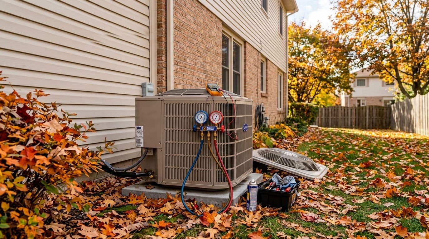 Seasonal maintenance on a residential AC unit